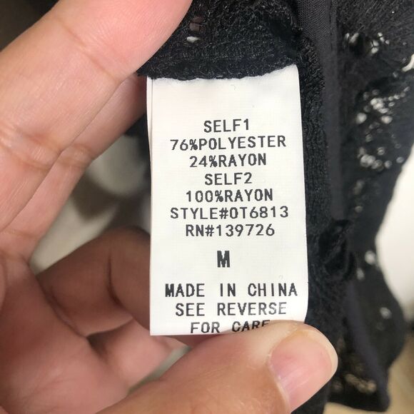 NEW Surf Gypsy Black Lace Open Front Long Sleeve Swim Cover Up Womens Medium - Picture 5 of 7